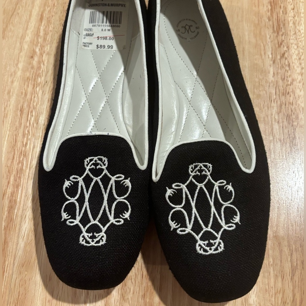 Johnston & Murphy Black and White Women's Loafers